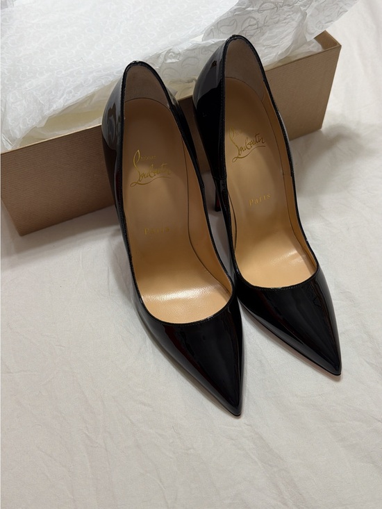 Christian Louboutin Shoes - Christian Louboutin Black Patent Pointed Pumps with Signature Red Soles